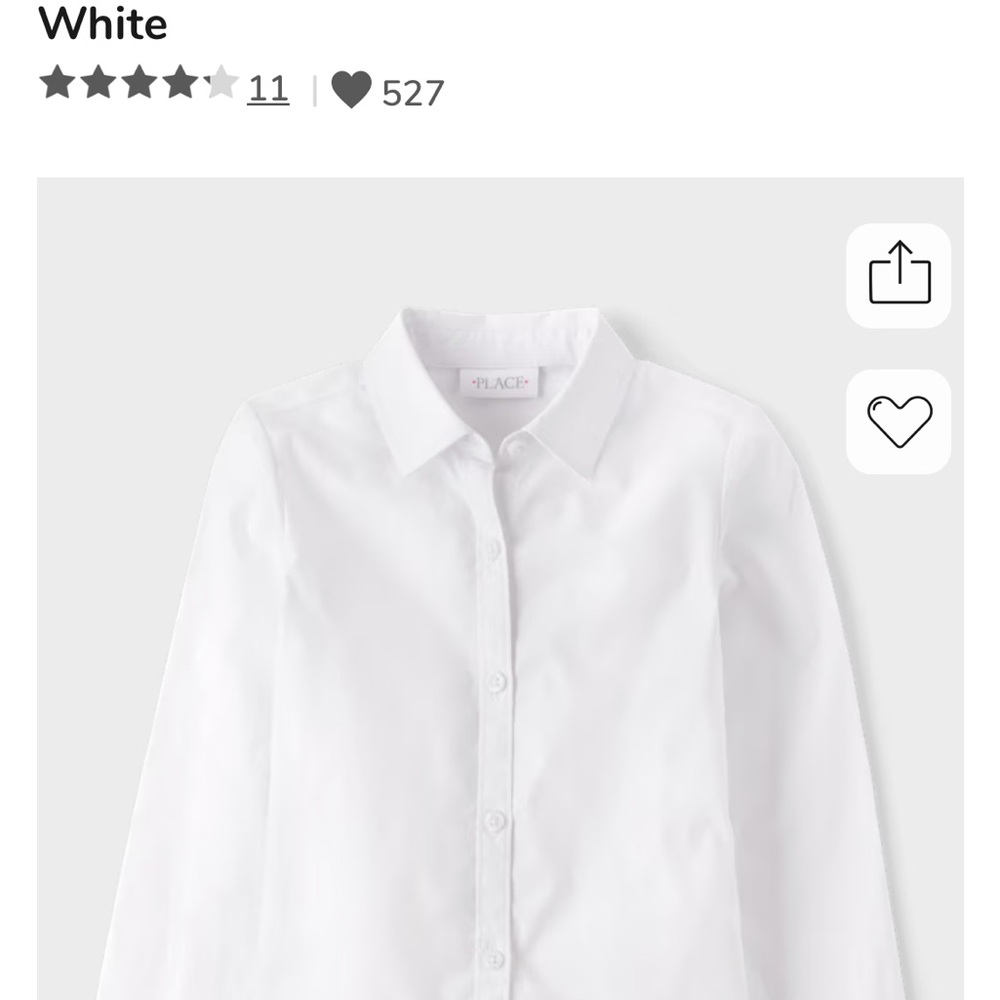 Place Crisp White Collared Shirt NWT